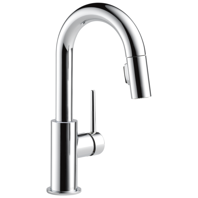 DELTA Trinsic Single Handle Pull-Down Bar/Prep Kitchen Limited Swivel — Chrome