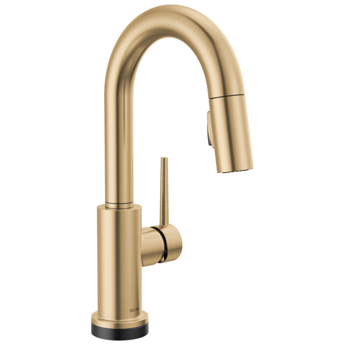 DELTA Trinsic Single Handle Pull-Down Bar / Prep Faucet with Touch2O Technology — Champagne Bronze