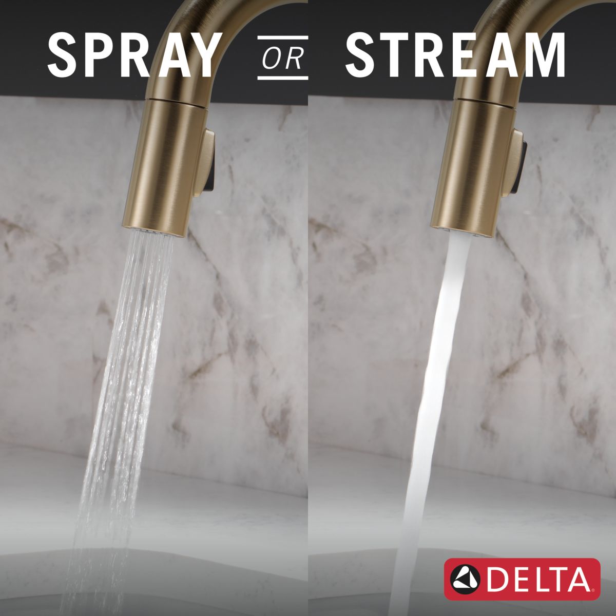 DELTA Trinsic Single Handle Pull-Down Bar / Prep Faucet with Touch2O Technology — Champagne Bronze