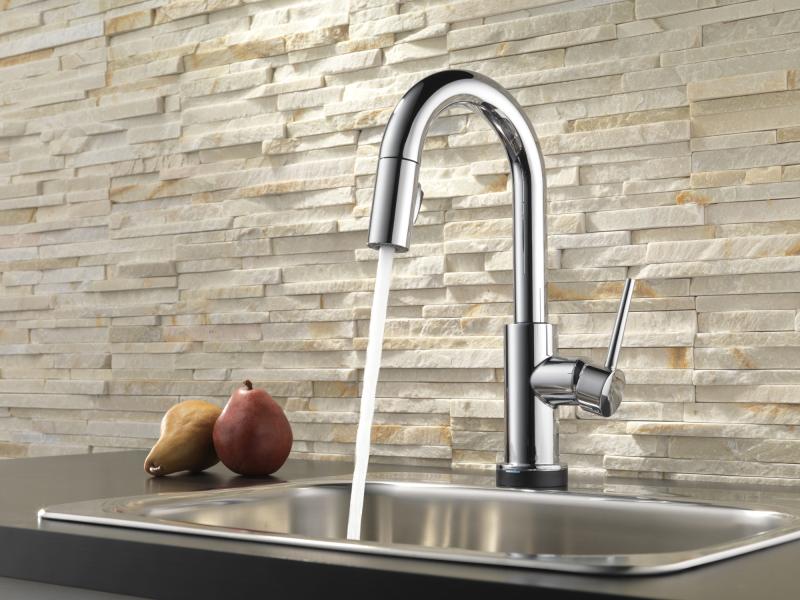 DELTA Trinsic Single Handle Pull-Down Bar / Prep Faucet with Touch2O Technology — Chrome