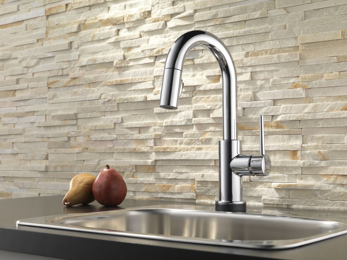 DELTA Trinsic Single Handle Pull-Down Bar / Prep Faucet with Touch2O Technology — Chrome