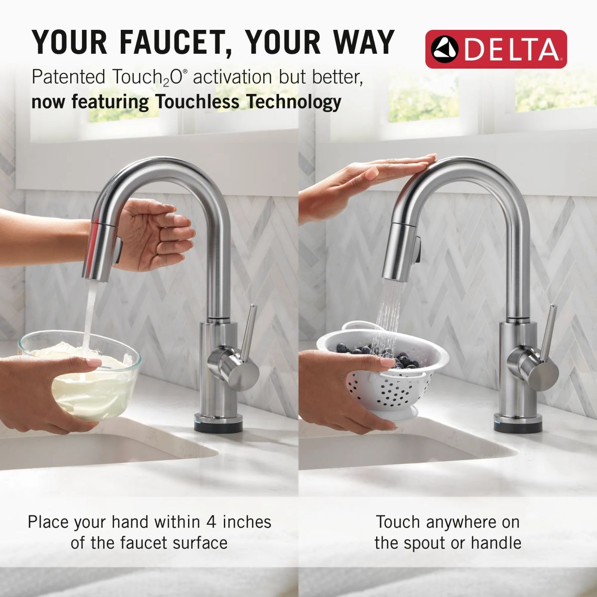 DELTA Trinsic Touch2O Bar / Prep Faucet with Touchless Technology — Arctic Stainless