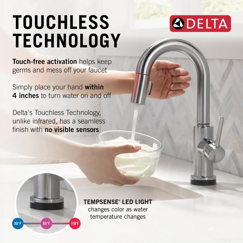 DELTA Trinsic Touch2O Bar / Prep Faucet with Touchless Technology — Arctic Stainless