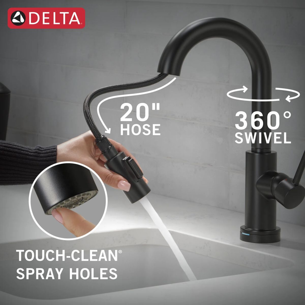 DELTA Trinsic Touch2O Bar / Prep Faucet with Touchless Technology — Matte Black