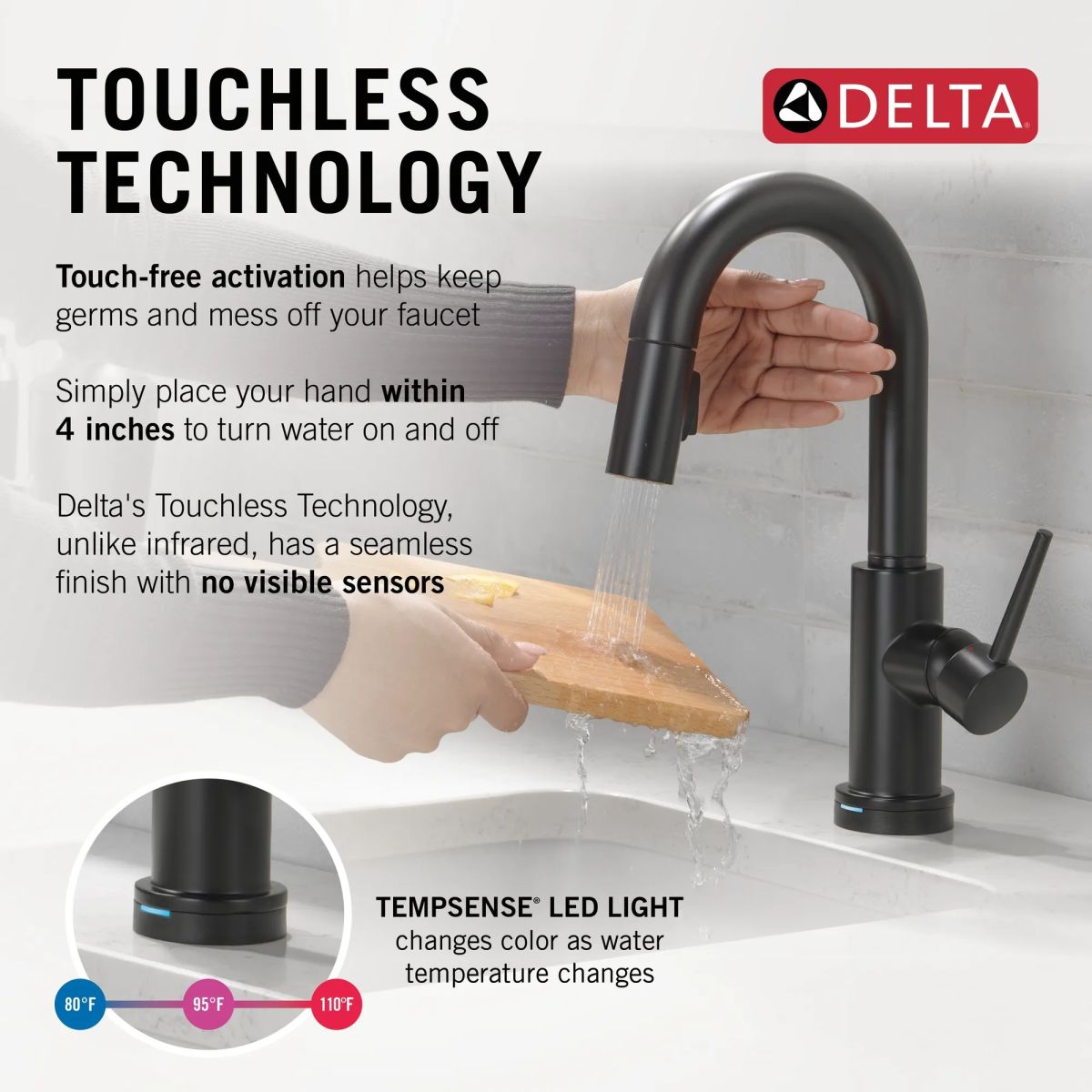 DELTA Trinsic Touch2O Bar / Prep Faucet with Touchless Technology — Matte Black