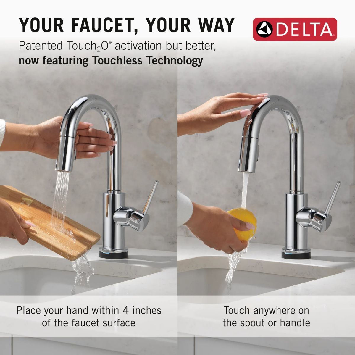 DELTA Trinsic Touch2O Bar / Prep Faucet with Touchless Technology — Chrome