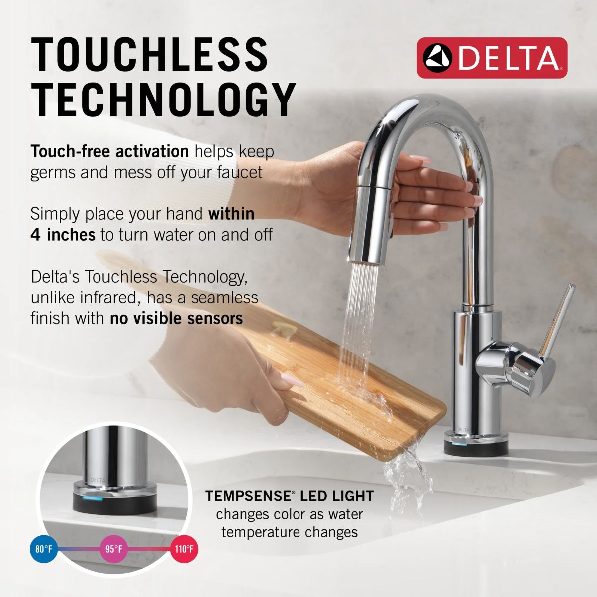 DELTA Trinsic Touch2O Bar / Prep Faucet with Touchless Technology — Chrome