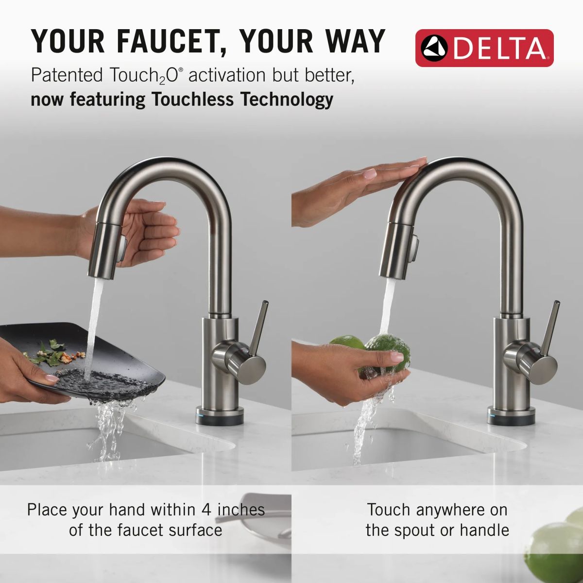 DELTA Trinsic Touch2O Bar / Prep Faucet with Touchless Technology — Black Stainless