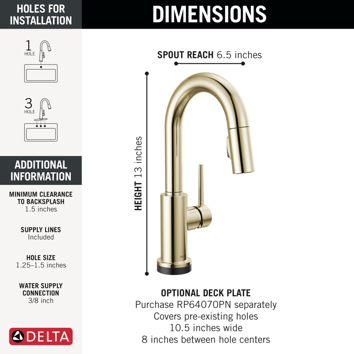 DELTA Trinsic Touch2O Bar / Prep Faucet with Touchless Technology — Polished Nickel