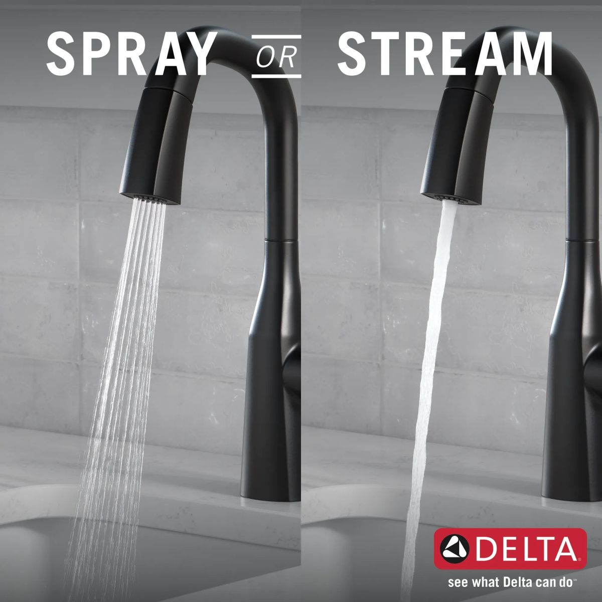 DELTA Stryke Single Handle Pull-Down Bar/Prep Faucet — Matte Black