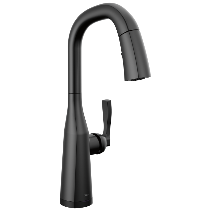 DELTA Stryke Single Handle Pull-Down Bar/Prep Faucet with Touch2O Technology — Matte Black