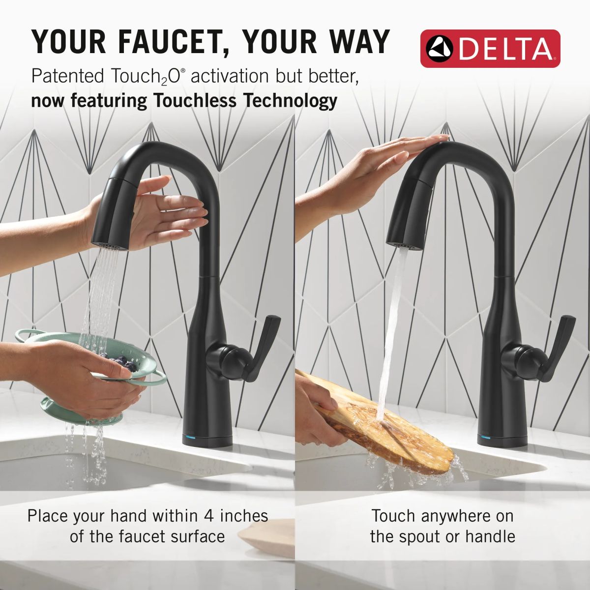 DELTA Stryke Touch2O Bar / Prep Faucet with Touchless Technology — Matte Black
