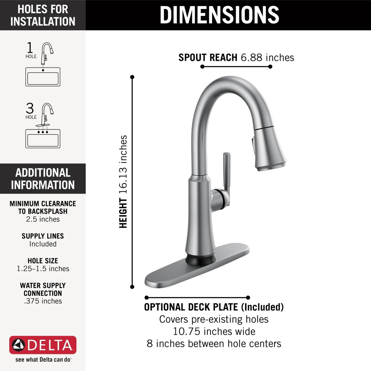 DELTA Coranto Single Handle Pull-Down Bar/Prep Faucet with Touch2O Technology — Arctic Stainless