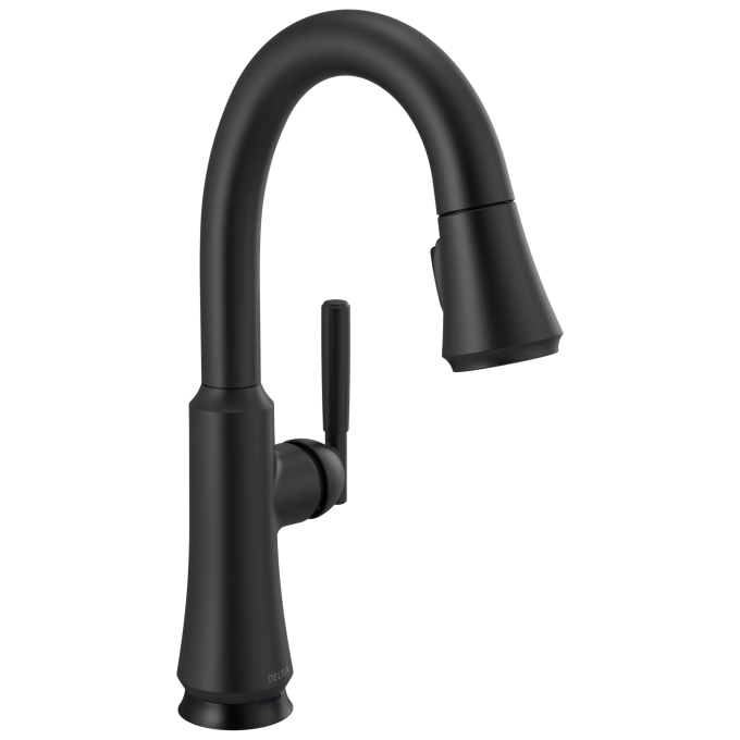 DELTA Coranto Single Handle Pull-Down Bar/Prep Faucet with Touch2O Technology — Matte Black