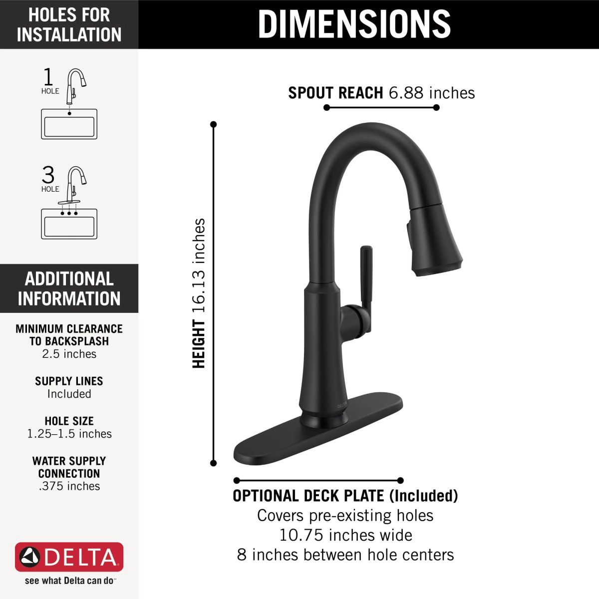 DELTA Coranto Single Handle Pull-Down Bar/Prep Faucet with Touch2O Technology — Matte Black