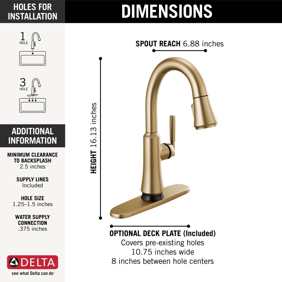 DELTA Coranto Single Handle Pull-Down Bar/Prep Faucet with Touch2O Technology — Champagne Bronze