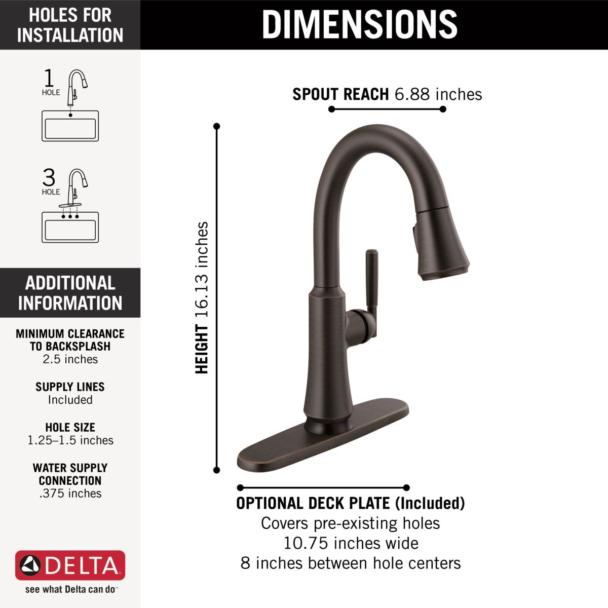 DELTA Coranto Single Handle Pull-Down Bar/Prep Faucet with Touch2O Technology — Venetian Bronze
