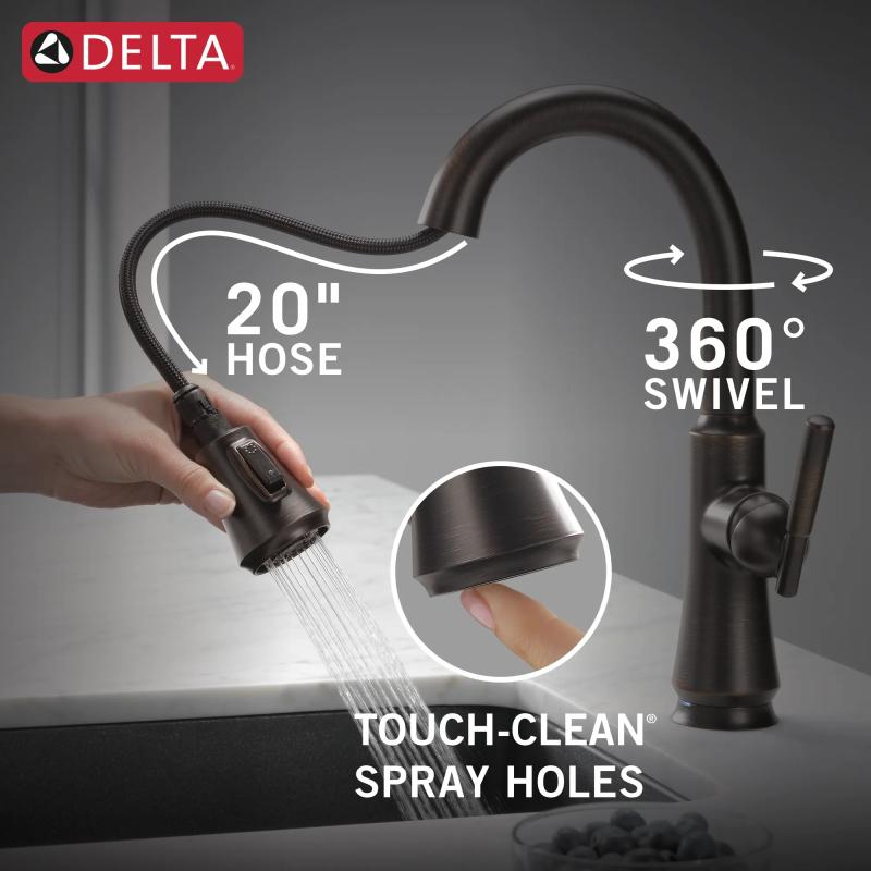 DELTA Coranto Single Handle Pull-Down Bar/Prep Faucet with Touch2O Technology — Venetian Bronze