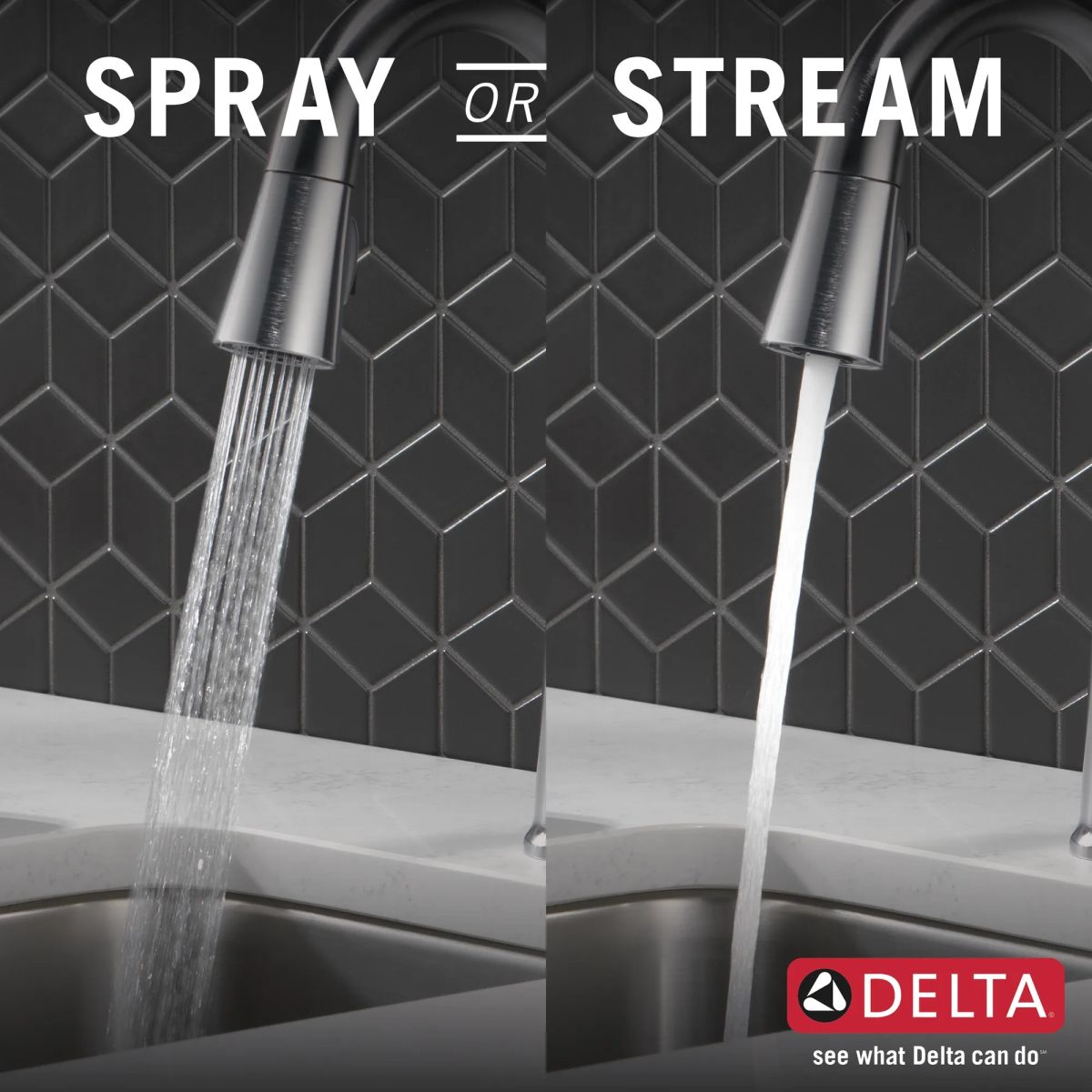 DELTA Emmeline Single Handle Pull-Down Bar/Prep Faucet — Lumicoat® Arctic Stainless