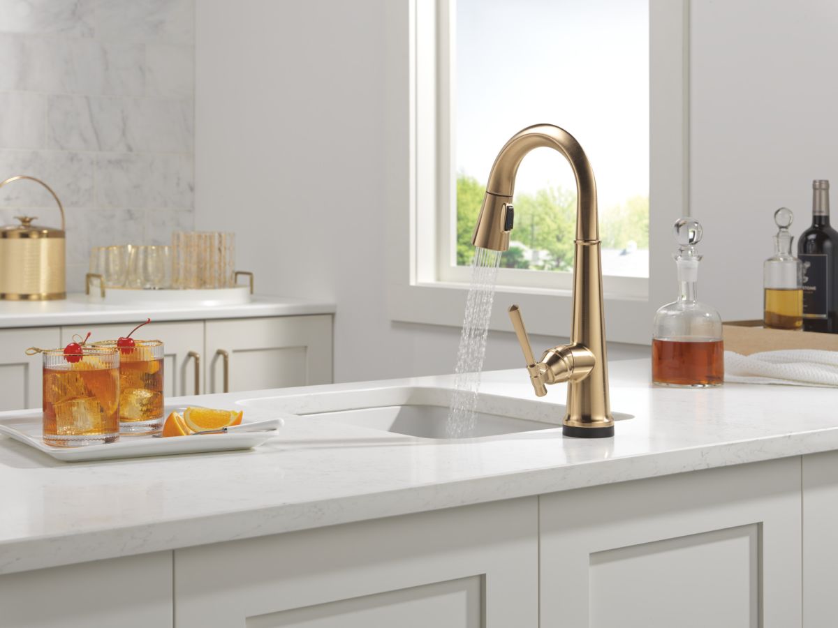 DELTA Emmeline Touch2O Bar / Prep Faucet with Touchless Technology — Lumicoat® Champagne Bronze