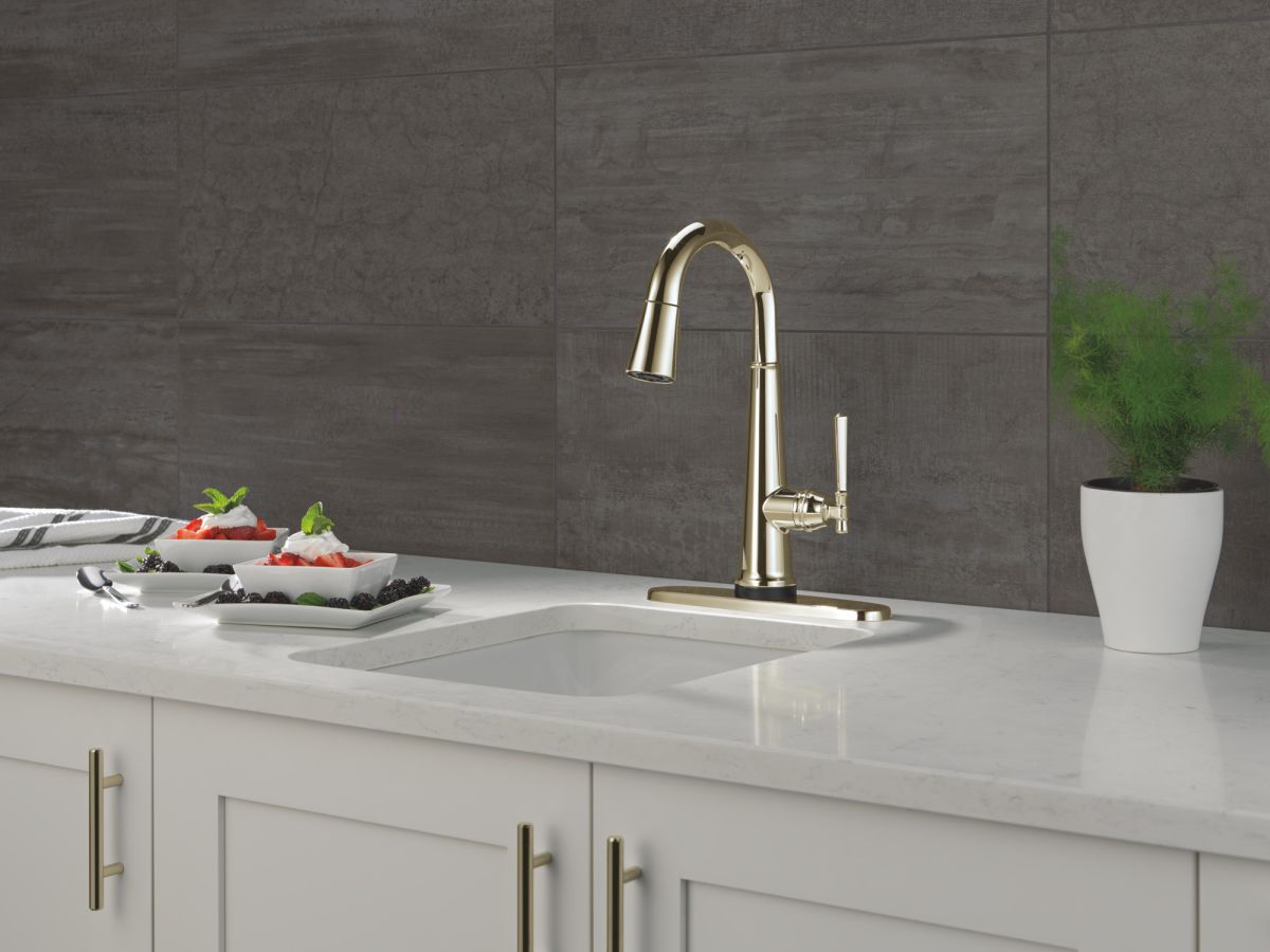 DELTA Emmeline Touch2O Bar / Prep Faucet with Touchless Technology — Lumicoat® Polished Nickel
