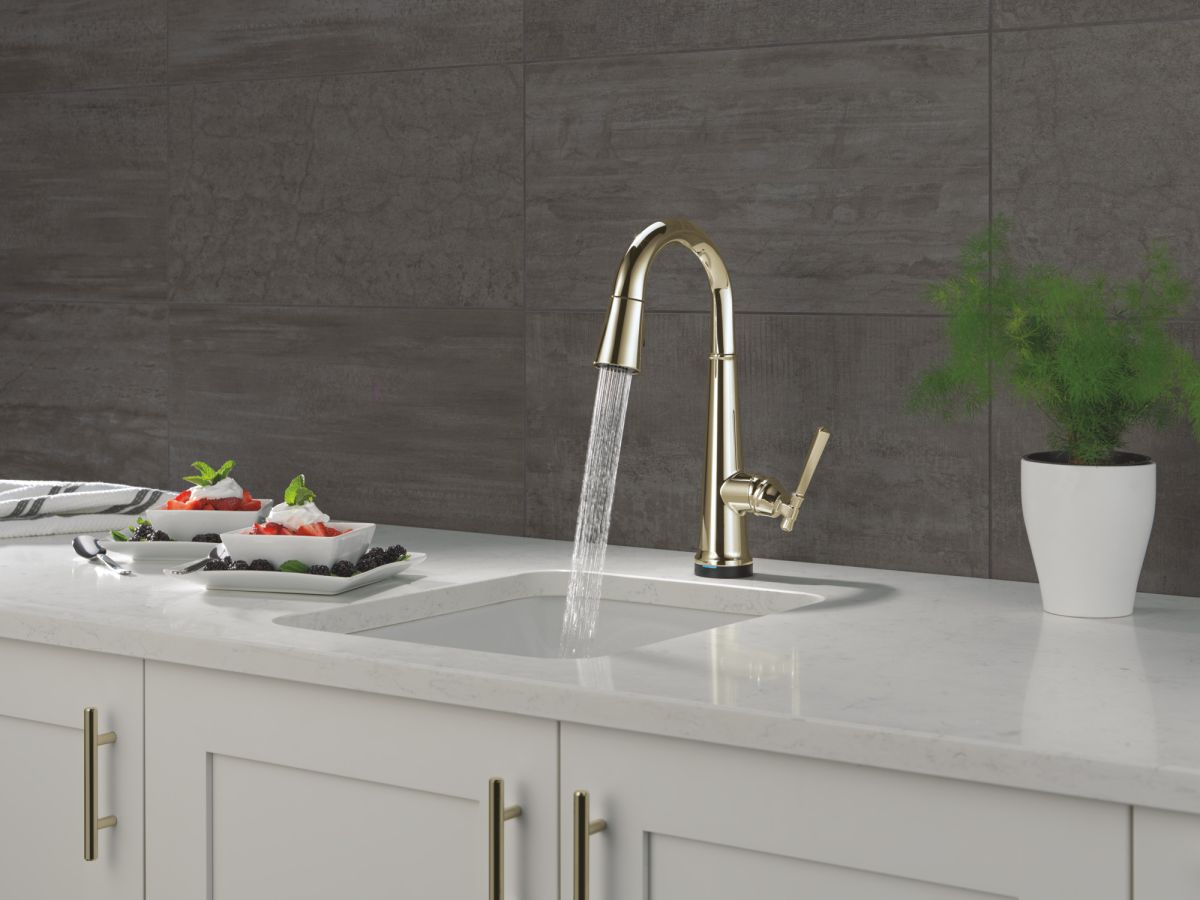 DELTA Emmeline Touch2O Bar / Prep Faucet with Touchless Technology — Lumicoat® Polished Nickel