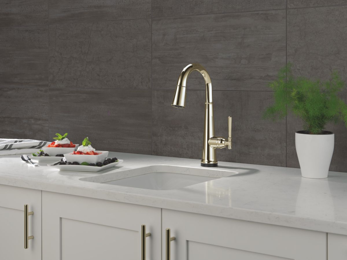 DELTA Emmeline Touch2O Bar / Prep Faucet with Touchless Technology — Lumicoat® Polished Nickel