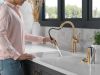 DELTA Renaldi Single Handle Pull-Down Bar / Prep Faucet — Lumicoat® Champagne Bronze