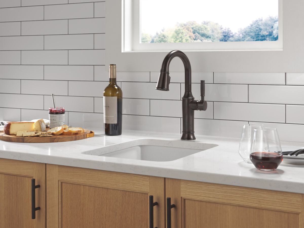 DELTA Renaldi Single Handle Pull-Down Bar / Prep Faucet — Venetian Bronze