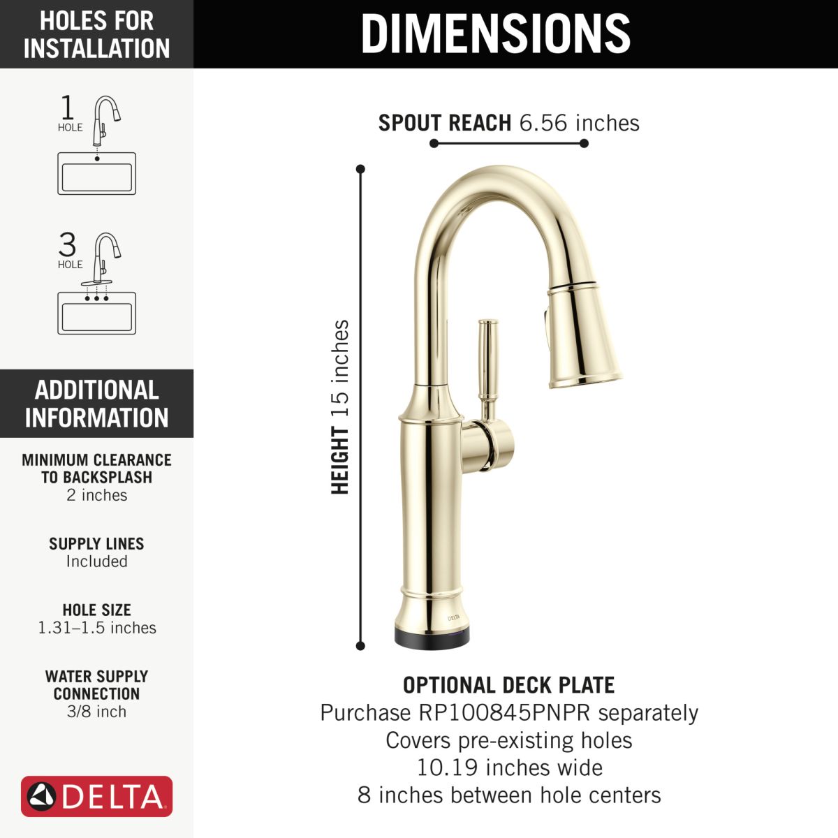 DELTA Renaldi Touch2O Bar / Prep Faucet with Touchless Technology — Lumicoat® Polished Nickel