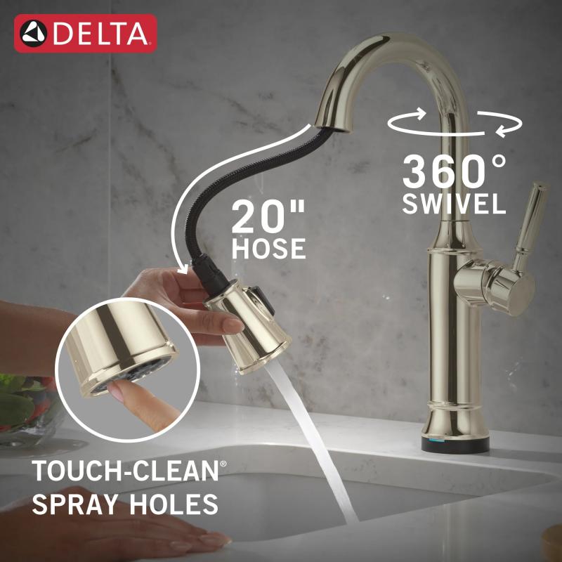 DELTA Renaldi Touch2O Bar / Prep Faucet with Touchless Technology — Lumicoat® Polished Nickel