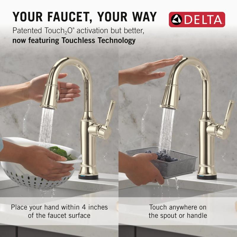 DELTA Renaldi Touch2O Bar / Prep Faucet with Touchless Technology — Lumicoat® Polished Nickel