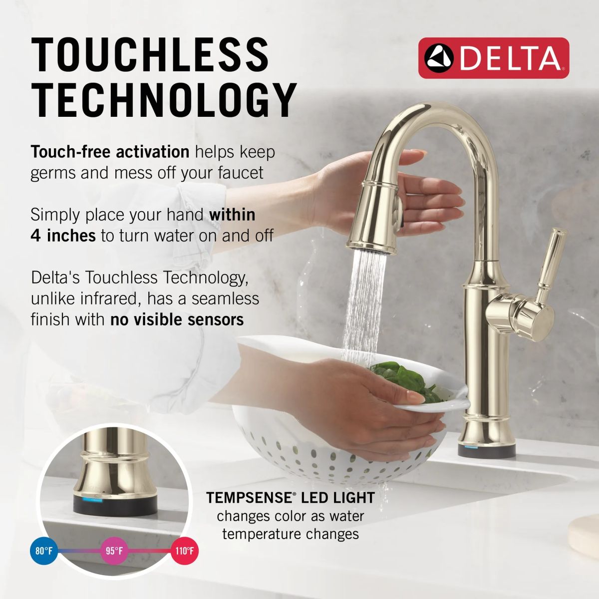 DELTA Renaldi Touch2O Bar / Prep Faucet with Touchless Technology — Lumicoat® Polished Nickel