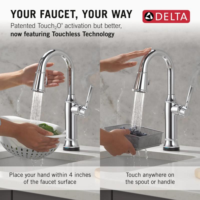 DELTA Renaldi Touch2O Bar / Prep Faucet with Touchless Technology — Lumicoat® Chrome
