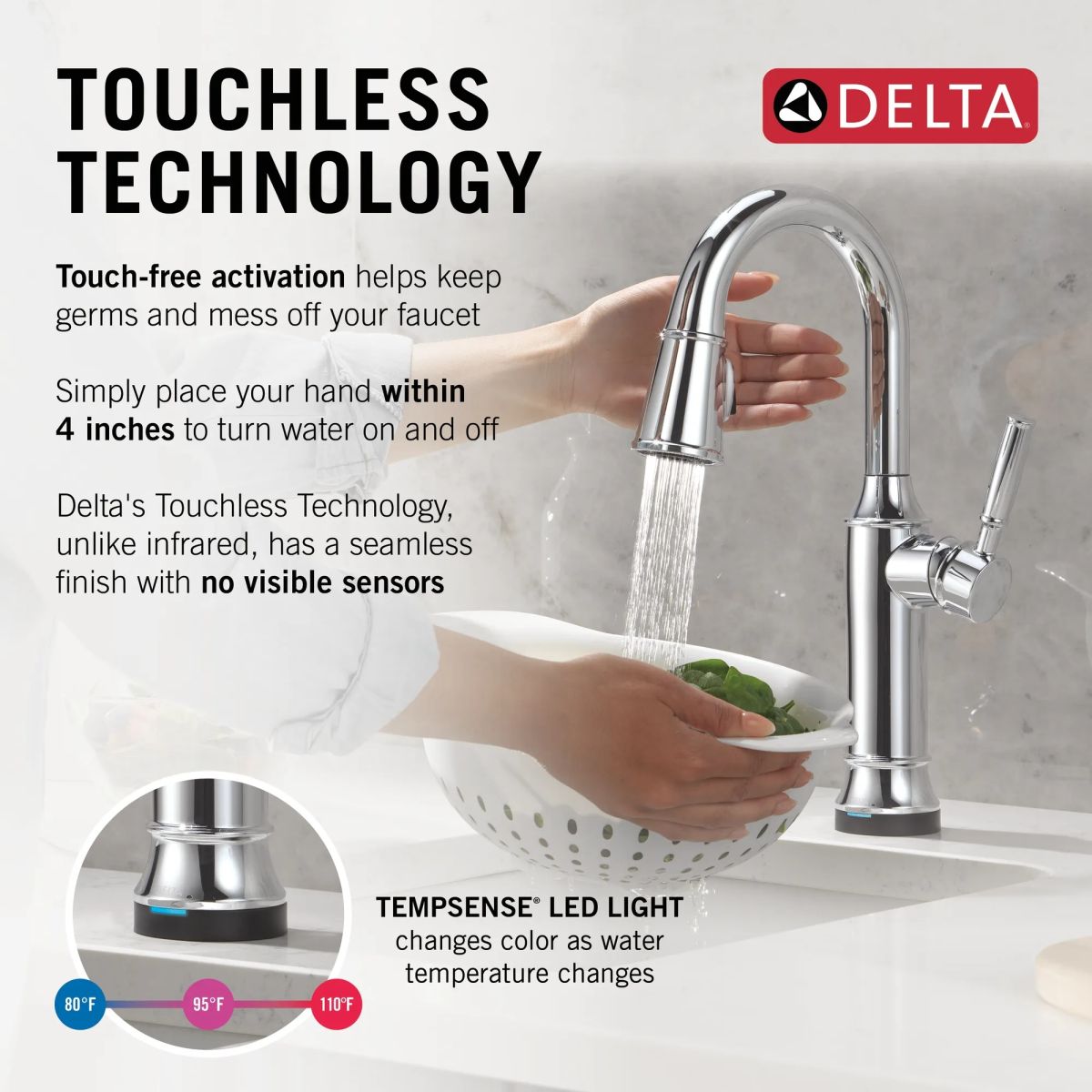 DELTA Renaldi Touch2O Bar / Prep Faucet with Touchless Technology — Lumicoat® Chrome