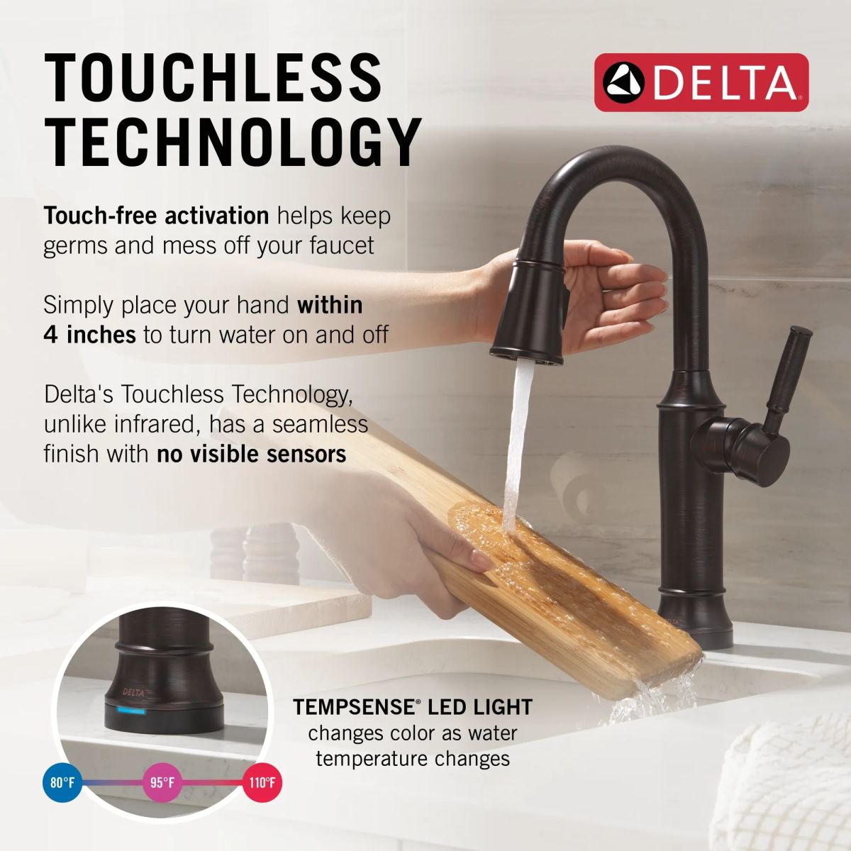 DELTA Renaldi Touch2O Bar / Prep Faucet with Touchless Technology — Venetian Bronze