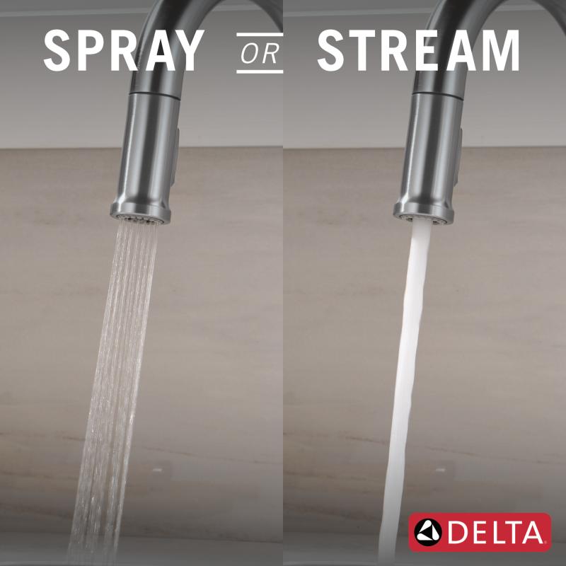 DELTA Cordova Single Handle Pull-Down Bar/Prep Faucet — Lumicoat® Arctic Stainless