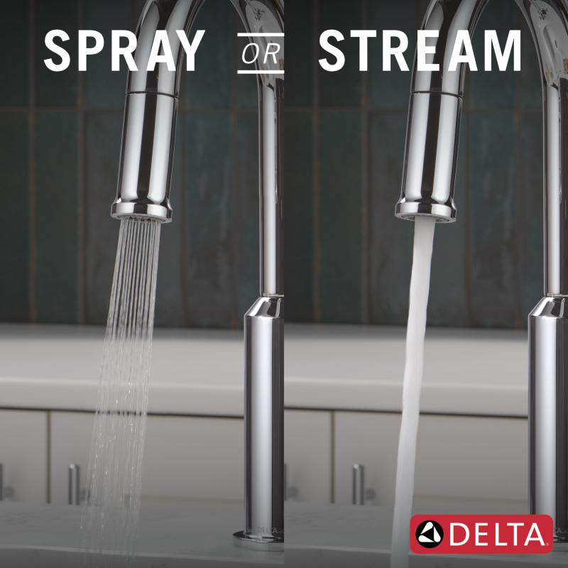 DELTA Cordova Single Handle Pull-Down Bar/Prep Faucet — Lumicoat® Chrome