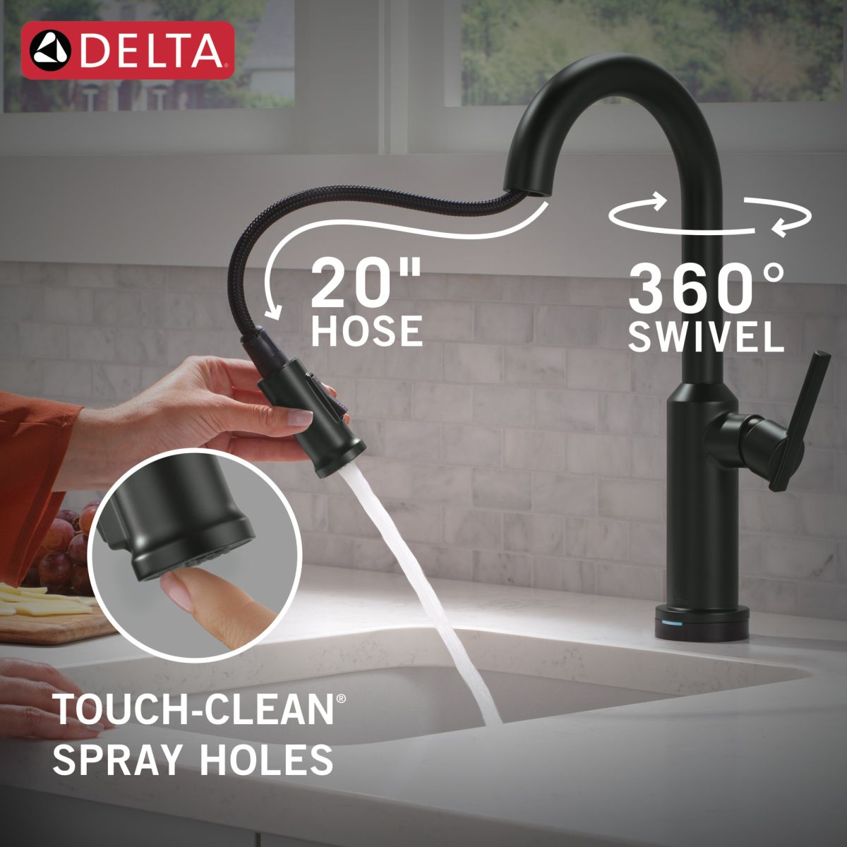 DELTA Cordova Touch2O Bar / Prep Faucet with Touchless Technology — Matte Black