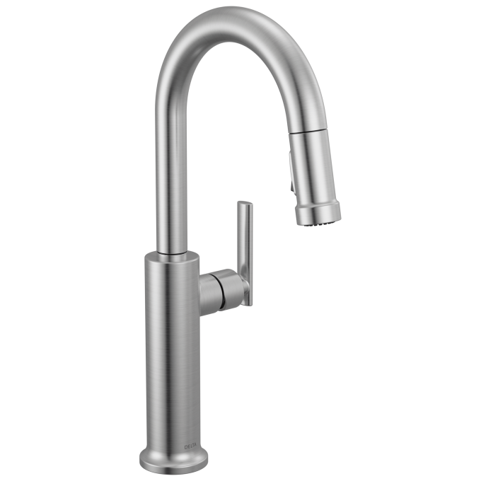 DELTA Altado Single Handle Pull-Down Bar / Prep Faucet — Arctic Stainless