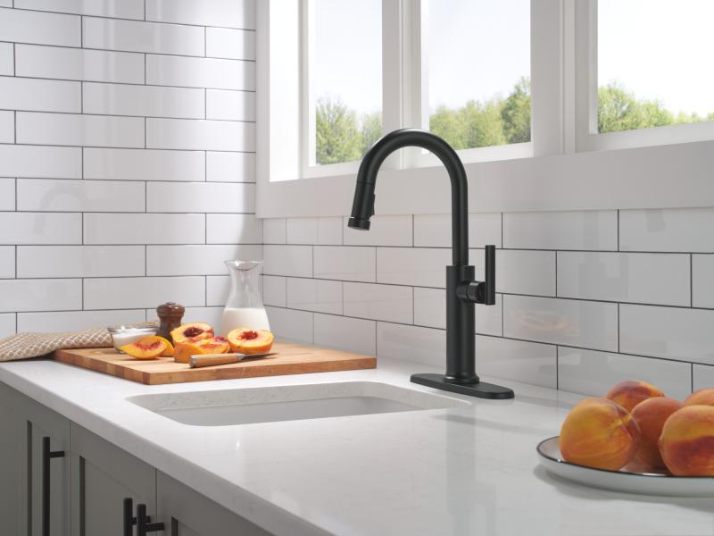 DELTA Altado Single Handle Pull-Down Bar / Prep Faucet — Matte Black