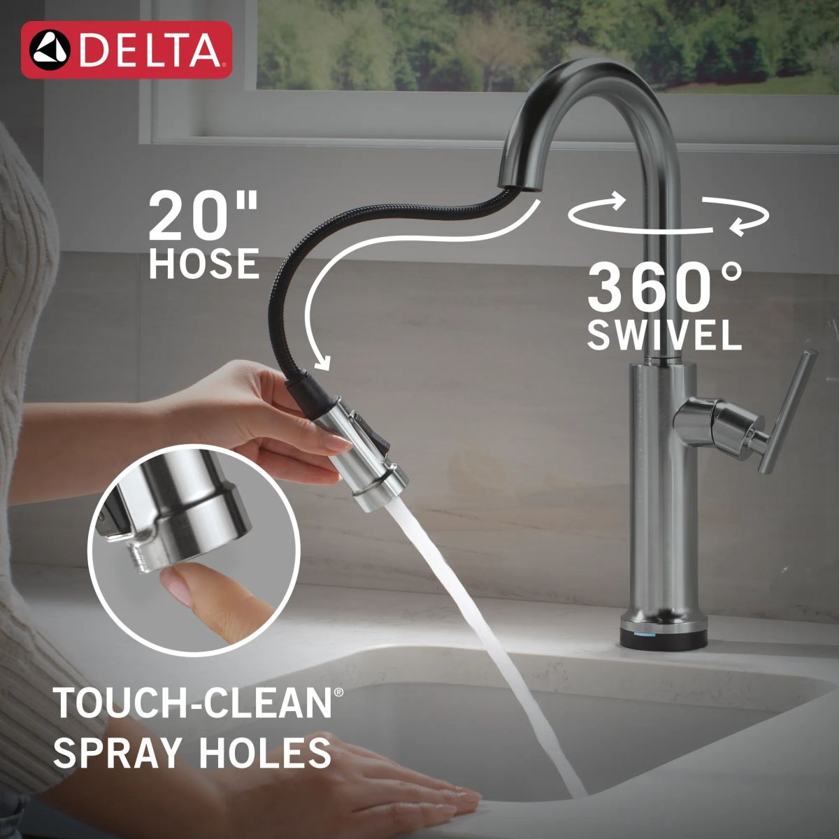 DELTA Altado Touch2O Technology Bar / Prep Faucet with Touchless Technology — Arctic Stainless