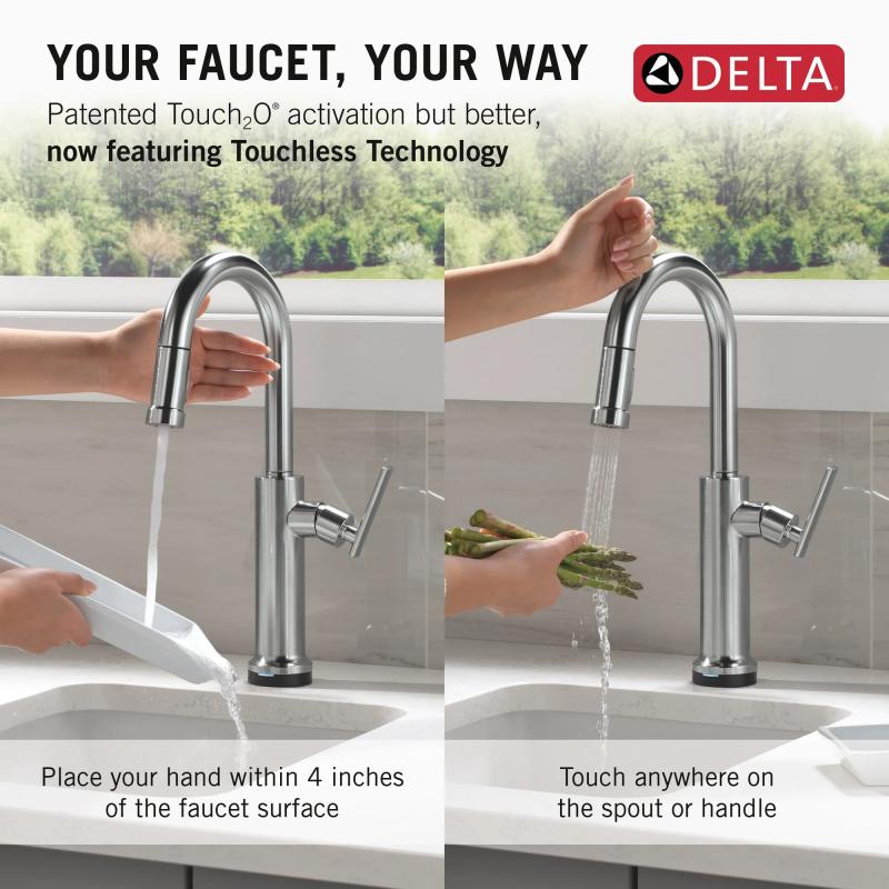 DELTA Altado Touch2O Technology Bar / Prep Faucet with Touchless Technology — Arctic Stainless