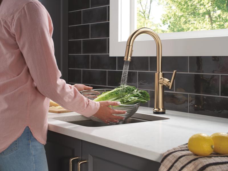 DELTA Altado Touch2O Technology Bar / Prep Faucet with Touchless Technology — Champagne Bronze