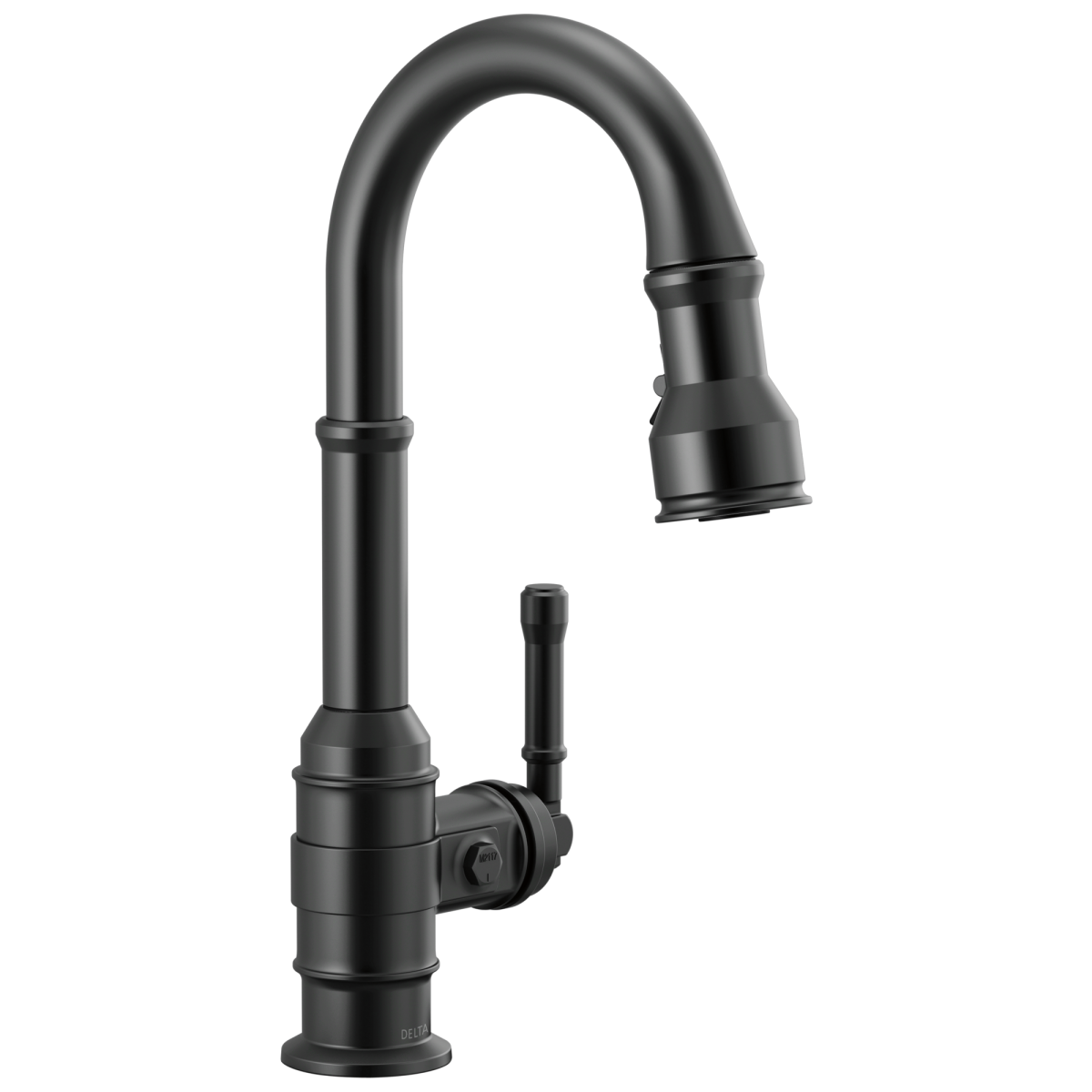 DELTA Broderick Single Handle Pull-Down Bar/Prep Faucet — Matte Black