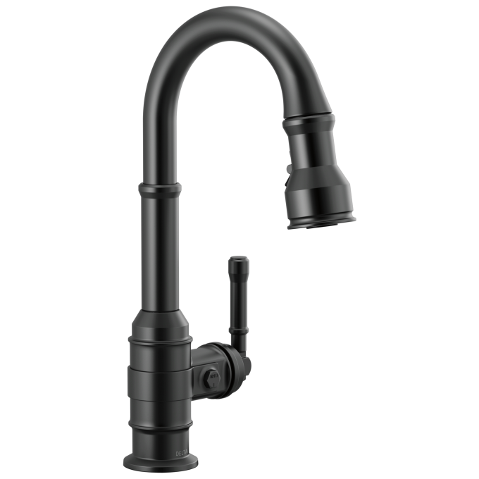 DELTA Broderick Single Handle Pull-Down Bar/Prep Faucet — Matte Black