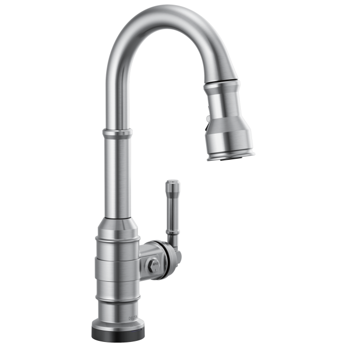 DELTA Broderick Single Handle Pull-Down Bar/Prep Faucet with Touch2O Technology — Arctic Stainless