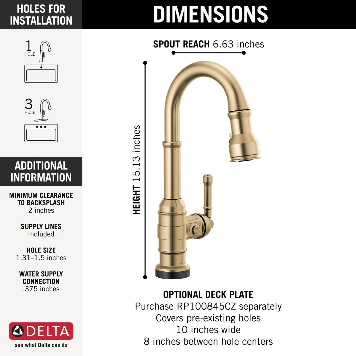 DELTA Broderick Single Handle Pull-Down Bar/Prep Faucet with Touch2O Technology — Champagne Bronze