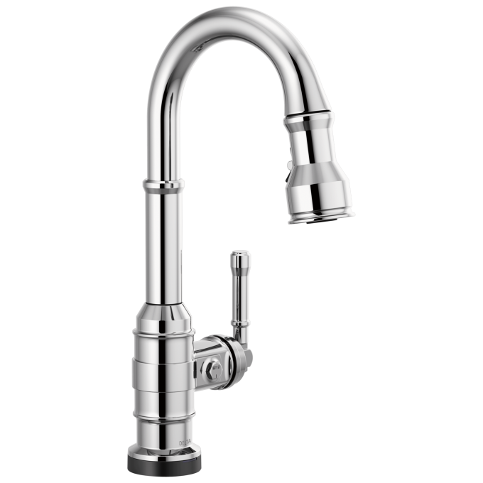 DELTA Broderick Single Handle Pull-Down Bar/Prep Faucet with Touch2O Technology — Chrome