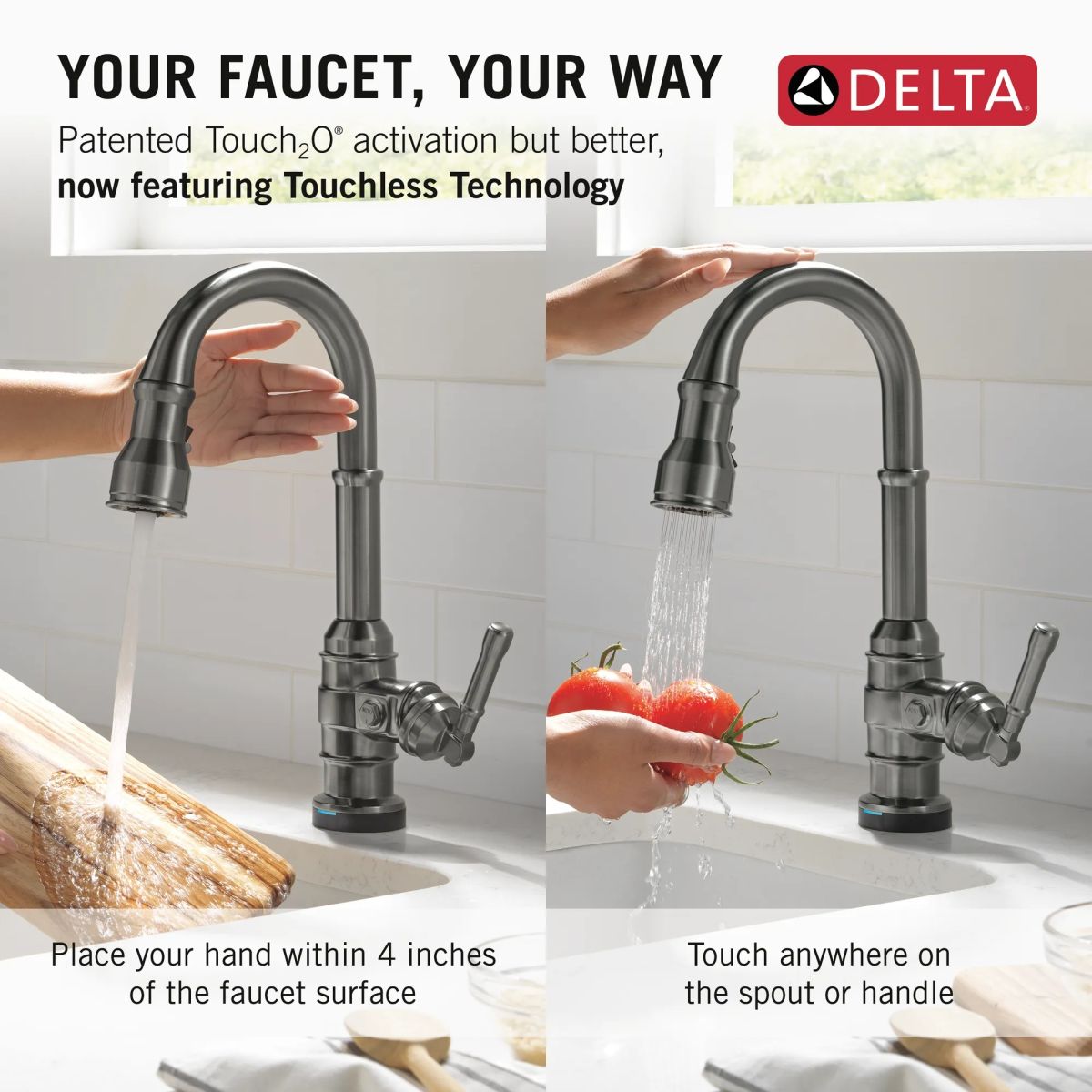 DELTA Broderick Touch2O Bar / Prep Faucet with Touchless Technology — Black Stainless